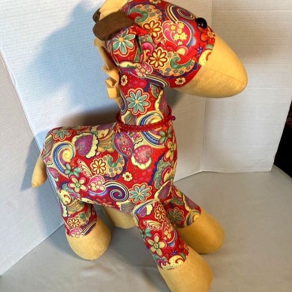 Vintage GoDodo Big Plush Tall Giraffe Animal Large Decor Paisley Flowers Design - Picture 4 of 6